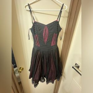 Black and Pink Mesh and Lace Betsey Johnson Collection Dress Size 2 Y2K
